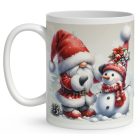 Névvel kérhető - Karácsonyi manó és a hóember mintás bögre