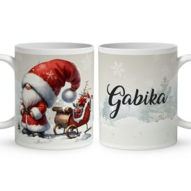   Névvel kérhető - Karácsonyi manó és a szánkó mintás bögre