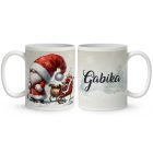 Névvel kérhető - Karácsonyi manó és a szánkó mintás bögre