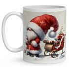 Névvel kérhető - Karácsonyi manó és a szánkó mintás bögre