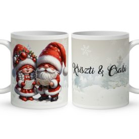   Névvel kérhető - Éneklő karácsonyi manók mintás bögre