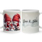 Névvel kérhető - Építsünk hóembert, karácsonyi manók mintás bögre