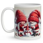 Névvel kérhető - Építsünk hóembert, karácsonyi manók mintás bögre