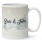 Névvel kérhető - Építsünk hóembert, karácsonyi manók mintás bögre