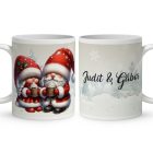 Névvel kérhető - Forró csokis karácsonyi manók mintás bögre