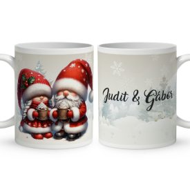   Névvel kérhető - Forró csokis karácsonyi manók mintás bögre