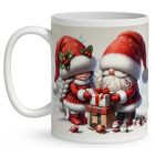 Névvel kérhető - Ajándékozó karácsonyi manók mintás bögre