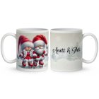 Névvel kérhető - Korcsolyázó karácsonyi manók mintás bögre