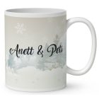 Névvel kérhető - Korcsolyázó karácsonyi manók mintás bögre