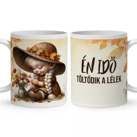   AJÁNDÉK VÁSÁRLÁSHOZ - Én idő - Őszi manó lány mintás bögre