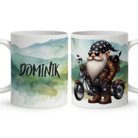   Névvel kérhető - Széles utat - Motoros manó mintás bögre