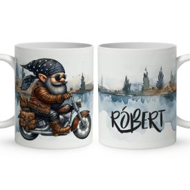   Névvel kérhető - Gumi fákat - Motoros manó mintás bögre