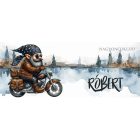 Névvel kérhető - Gumi fákat - Motoros manó mintás bögre