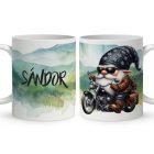 Névvel kérhető - Nem vén - Motoros manó mintás bögre