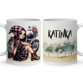   Névvel kérhető - Relax - Motoros manó lány mintás bögre