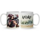 Névvel kérhető - Relax - Motoros manó lány mintás bögre