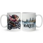 Névvel kérhető - Jó gurit - Motoros manó lány mintás bögre