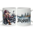 Névvel kérhető - Várok Rád - Motoros manó lány mintás bögre