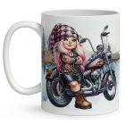 Névvel kérhető - Várok Rád - Motoros manó lány mintás bögre