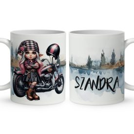   Névvel kérhető - Vadóc - Motoros manó lány mintás bögre