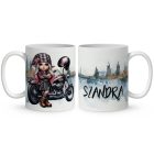 Névvel kérhető - Vadóc - Motoros manó lány mintás bögre