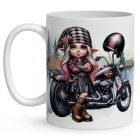 Névvel kérhető - Vadóc - Motoros manó lány mintás bögre