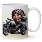 Névvel kérhető - Széles utat - Motoros manó lány mintás bögre