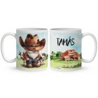 Névvel kérhető - Gazda manó bocival mintás bögre