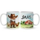 Névvel kérhető - Gazda manó és a tyúkok mintás bögre