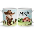 Névvel kérhető - Gazda manó lovakkal mintás bögre