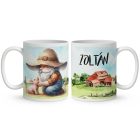 Névvel kérhető - Gazda manó malaccal mintás bögre