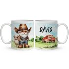 Névvel kérhető - Gazda manó báránnyal mintás bögre