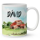 Névvel kérhető - Gazda manó báránnyal mintás bögre