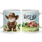 Névvel kérhető - Gazda manó nyuszikkal mintás bögre