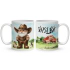 Névvel kérhető - Gazda manó nyuszikkal mintás bögre