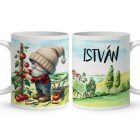 Névvel kérhető - Gazda manó paradicsommal mintás bögre