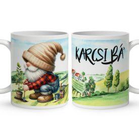   Névvel kérhető - Gazda manó és az ültetés mintás bögre