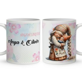   Névvel kérhető - Cuki Anya manó & Kicsi Fia mintás bögre