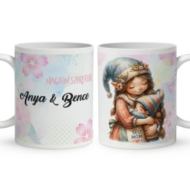 Névvel kérhető - Cuki Anya manó & Kisfia mintás bögre