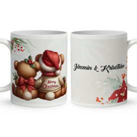   Névvel kérhető - Karácsonyi Teddy maci - együtt (masni) mintás bögre