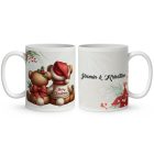 Névvel kérhető - Karácsonyi Teddy maci - együtt (masni) mintás bögre