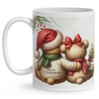 Névvel kérhető - Karácsonyi Teddy maci - együtt (sál) mintás bögre