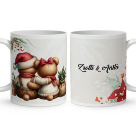   Névvel kérhető - Karácsonyi Teddy maci - együtt (kantáros) mintás bögre