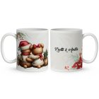 Névvel kérhető - Karácsonyi Teddy maci - együtt (kantáros) mintás bögre