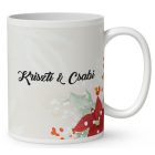 Névvel kérhető - Karácsonyi Teddy maci - együtt (kockás masni) mintás bögre