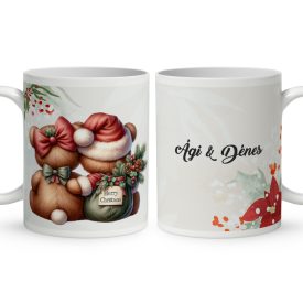   Névvel kérhető - Karácsonyi Teddy maci - együtt (tábla) mintás bögre