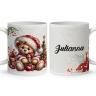 Névvel kérhető - Karácsonyi Teddy maci (ajándékok) mintás bögre