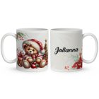 Névvel kérhető - Karácsonyi Teddy maci (ajándékok) mintás bögre