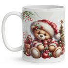 Névvel kérhető - Karácsonyi Teddy maci (ajándékok) mintás bögre