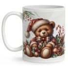 Névvel kérhető - Karácsonyi Teddy maci (toboz) mintás bögre